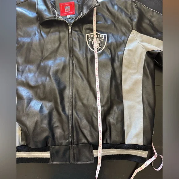 Oakland Raiders Black Leather Jacket XXL NFL - Picture 10 of 11